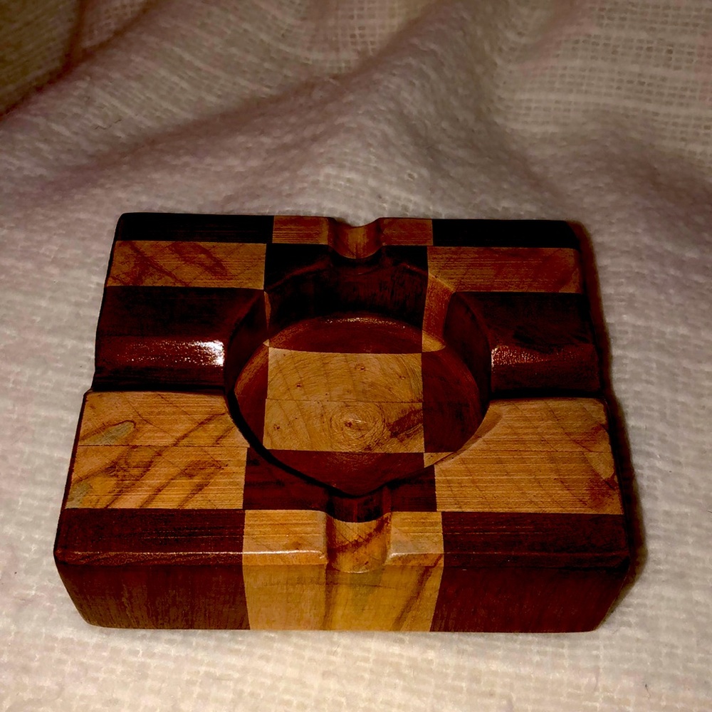 Wooden handcrafted ashtray